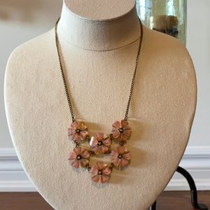 Shiny pink floral necklace